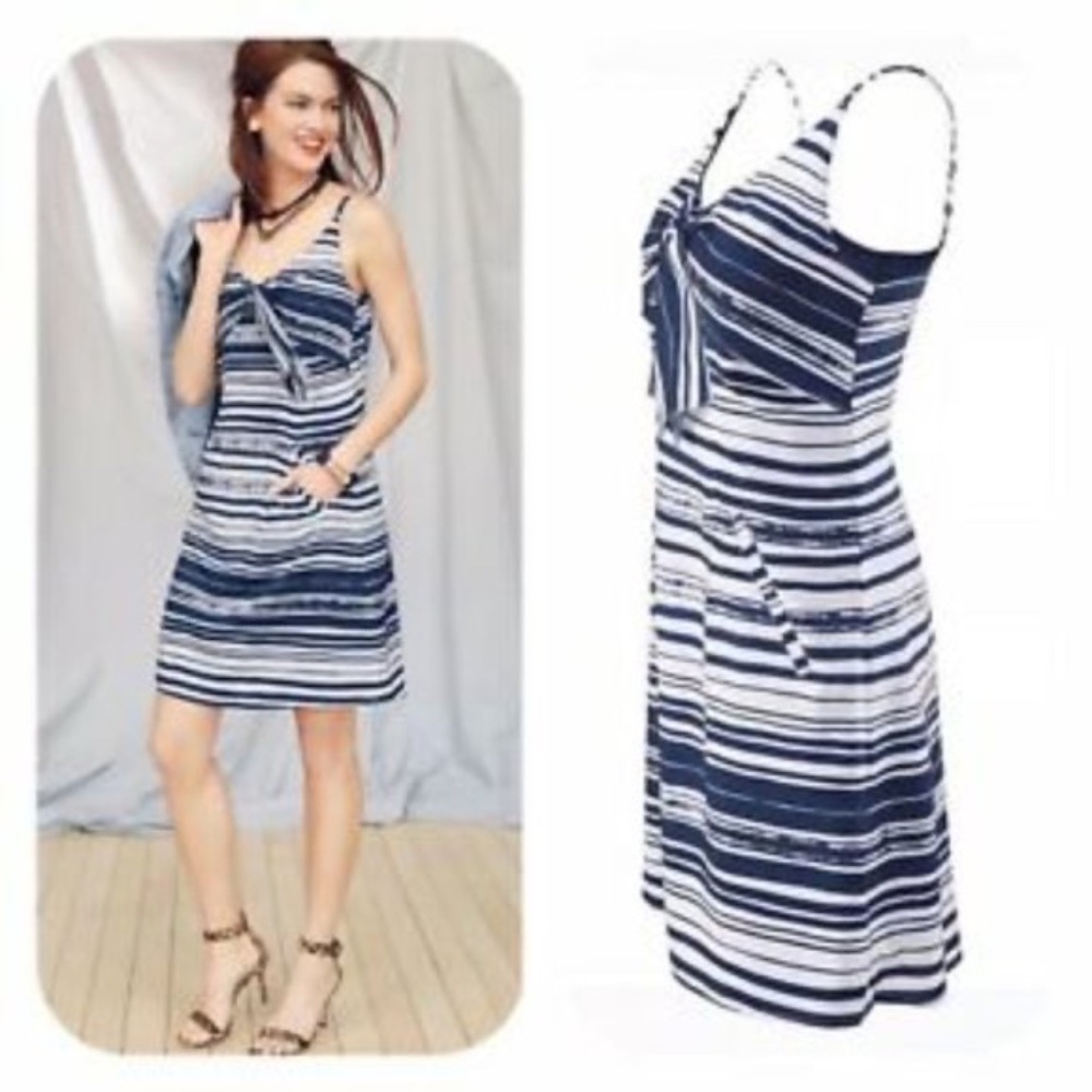 CAbi Sailor Dress - Blue & White Stripes Perfect breezy summer slip dress